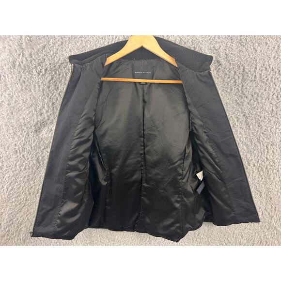 Banana Republic Black Quilted Puffer Vest Women’s Medium Zip Front Fleece Lined - Picture 4 of 9